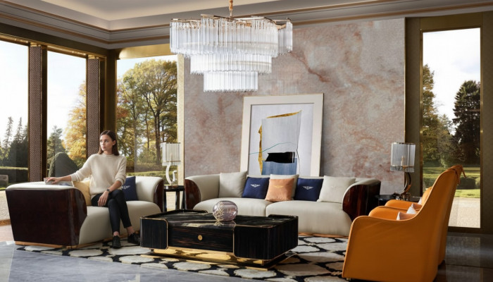 Komplett Sofagarnitur 4-deeleche Set Dësch Sofa Sitzgarnituren Ledercouch'en