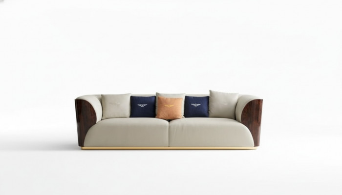 Ledercouch Designer Canapé Polster Sofa Canapéen Véiersëtzer Miwwelen Wunnzëmmer Holz