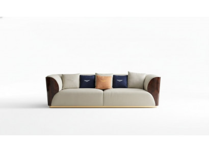Ledercouch Designer Canapé Polster Sofa Canapéen Véiersëtzer Miwwelen Wunnzëmmer Holz