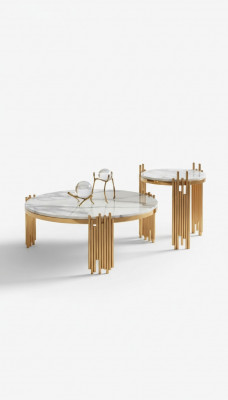 Set 2x Couchtisch Kaffisdësch Bäistelltisch Designer Deko Wunnzëmmerdësch
