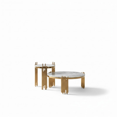 Edelstol Niewendësch Ronn Design Dësch Dëscher Gold Canapé Wunnzëmmer