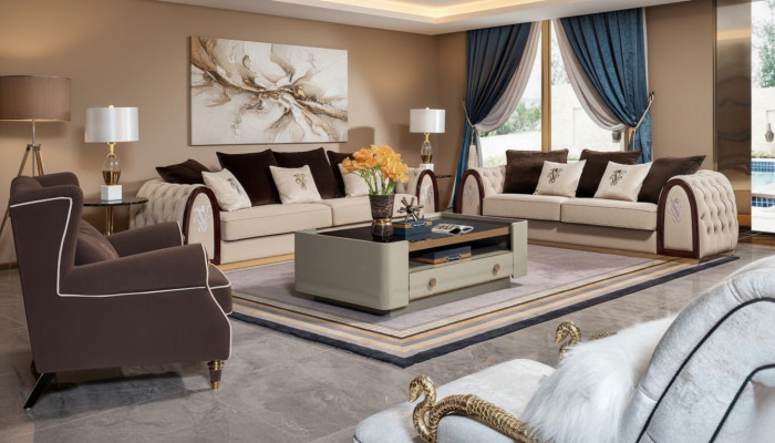 Design Luxus Sofa Sëtz Polster Couch XXL Grouss 4+3 Sëtzer Garniture Chesterfield