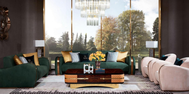 Luxus Mëbelen Sofagarnitur Couch Sofa Polster Dësch Sofas Garnitur