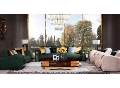 Luxus Mëbelen Sofagarnitur Couch Sofa Polster Dësch Sofas Garnitur
