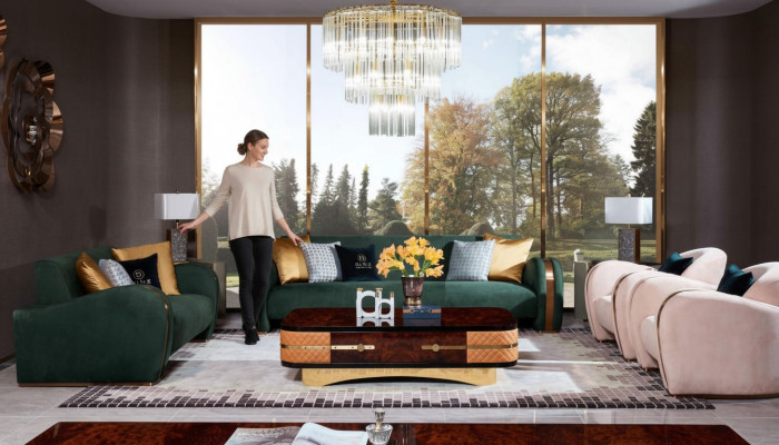 Luxus Sofasetzung 4tlg. Set Sofa Liederdivan Polster Chesterfield Canapé Sofen