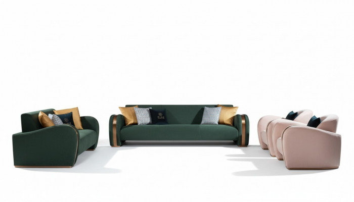 Luxus Sofasetzung 4tlg. Set Sofa Liederdivan Polster Chesterfield Canapé Sofen