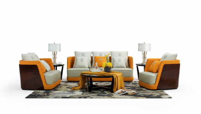 Wunnlandschaft Sofa Këssen Sofagarnitur 321 Sëtzer Dësch 4-Stéck Set