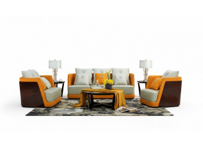 Wunnlandschaft Sofa Këssen Sofagarnitur 321 Sëtzer Dësch 4-Stéck Set