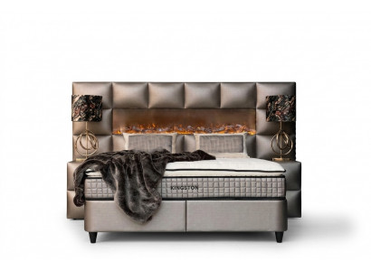 Bett 2x Nuetsdësch 3 tlg. Schlofkummer Set Design Modern Luxus Bettergestell