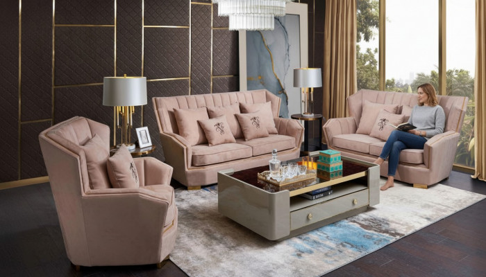 Luxus Miwwel Sofa Garnitur Canapé Sofa Polster 321 Sëtzer Dësch Canapéen