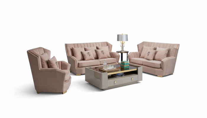 Luxus Miwwel Sofa Garnitur Canapé Sofa Polster 321 Sëtzer Dësch Canapéen