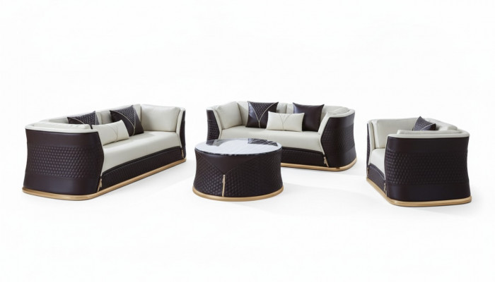 Set 321 Sëtzer Couchdësch 2x Niewendësch Wunnlandschaft Sofa Couch 6stéckeg