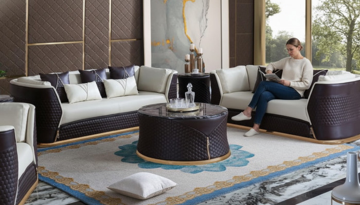 Canapé Dësch Kaffi Bäizstell Design Dekorativ Modern Ronn Wunnzëmmer Ronn