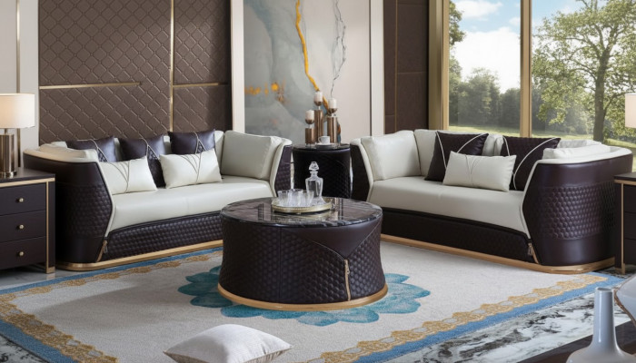 Designer Couchtisch Beistelltisch Canapé Wunnzëmmer Dësch Miwwel Rond