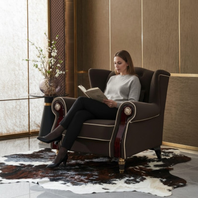 Edel Design Chesterfield gepolsterte Sëtz Club Lounge Textil Luxus.