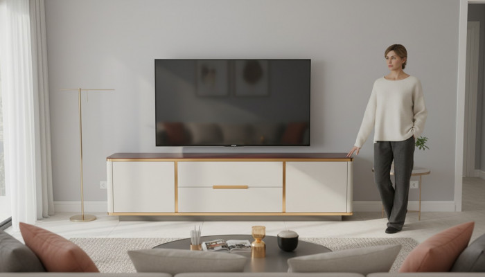 Designer RTV TV Kommode Anrichte Deko Side Low Board Schaf Wunnzëmmer