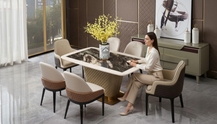 Komplett Iesszëmmer Set Dësch 4x Lēinestull Still Luxus Iessgruppe