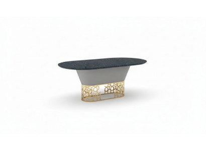 Luxus Designer Edelstol Metall Iessdësch Dëscher Wunnzëmmer Marmor Design