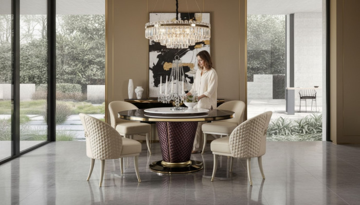 Design Iessdësch Ronnen Dësch 6 Still Iesszëmmer Set Garnitur Stull Grupp