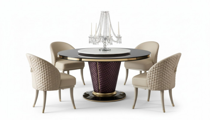 Design Iessdësch Ronnen Dësch 6 Still Iesszëmmer Set Garnitur Stull Grupp