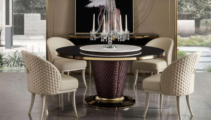 Design Ronnt Dësch 4x Still Still Iesszëmmer Sëtz Këssen Ronnt Dëscher