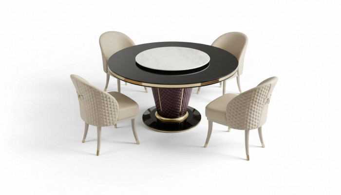 Design Ronnt Dësch 4x Still Still Iesszëmmer Sëtz Këssen Ronnt Dëscher