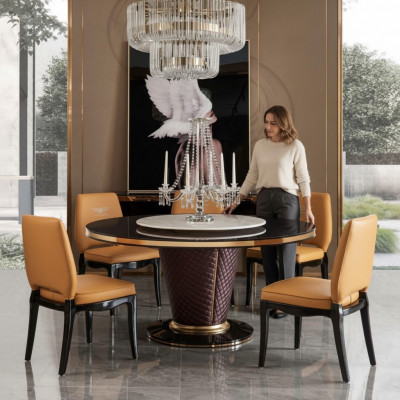 Designer Iesszëmmer Stull Set Dëscher Still 4x Stullen Dësch Garnitur Grupp