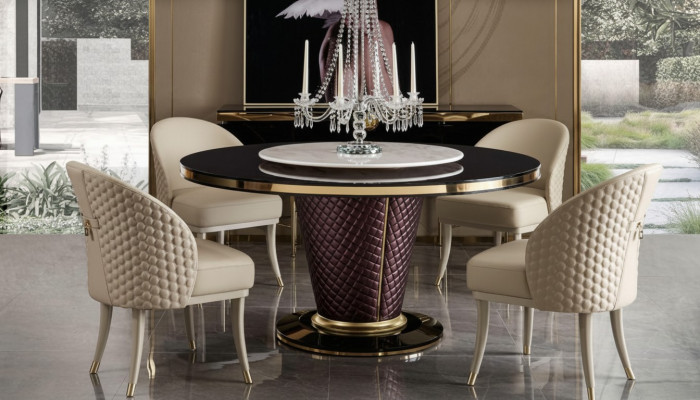 Iessdësch Ronnd Tisch Iesszëmmer Wunnzëmmer Garnitur Holz Design Dëscher