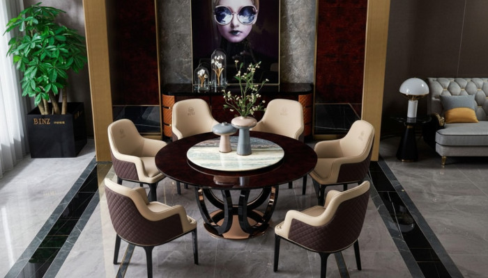 Design ronnt Iesszëmmer Stull Set Metall Dëscher Sëtz 4x Still + Dësch