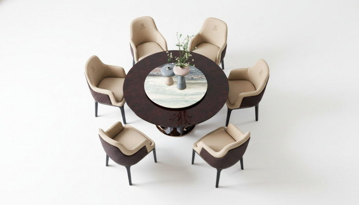 Design ronnt Iesszëmmer Stull Set Metall Dëscher Sëtz 4x Still + Dësch