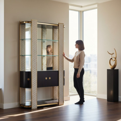 Designer Vitrine Holz Schaf Schief Schief Stotzen Büro Stotzen Glasschaf