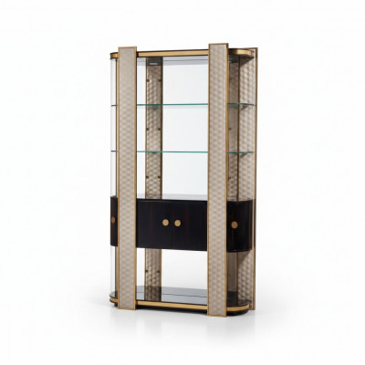 Designer Vitrine Holz Schaf Schief Schief Stotzen Büro Stotzen Glasschaf