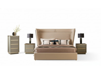 Schlofzëmmer Hotel Better Duebel Bett Design Holz Stoff Better 180x200cm
