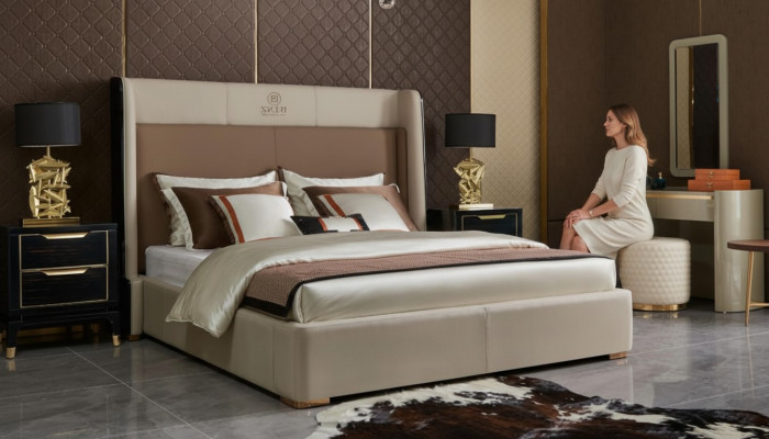 Design Schlofkummer 6-deel Komplettset Bett Noperzëch Schminktisch