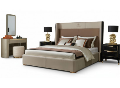 Bett Schlofkummer Set Design Miwwelen Luxus Better 2x Nuetsdëscher 3tlg Bettgestell