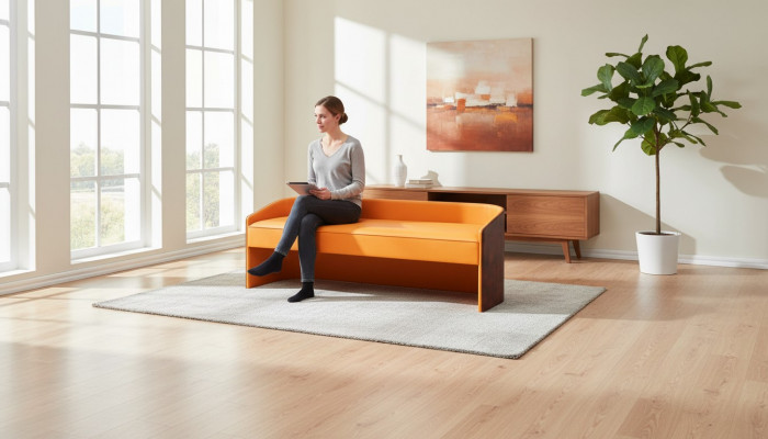 Sëtz Këssen Bänk Këssen Sëtz Hocker Bänk Lieder Holz Stil Designer Fousshocker