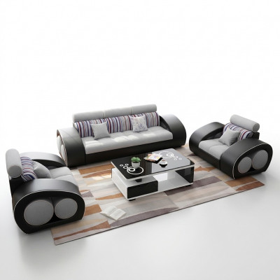 Ledercouch Sofa Sofa-Set Holz 311 Sëtz Set Design Modern Sofa USB