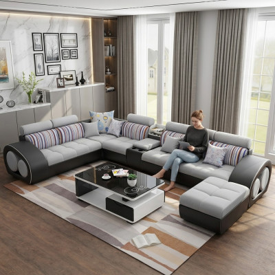 Designer Sofa Canapé Ecksofa mat Hocker Garnitur Polster Wunnlandschaft L-Form