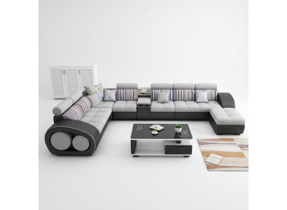 Designer Sofa Canapé Ecksofa mat Hocker Garnitur Polster Wunnlandschaft L-Form
