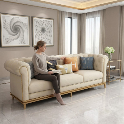 Dreiplazeg Couch Polster Design Sofa 3er Sëtz Sofa Raum Wäiss Luxus Couche