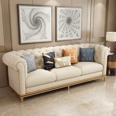 Dreiplazeg Couch Polster Design Sofa 3er Sëtz Sofa Raum Wäiss Luxus Couche