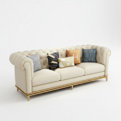 Dreiplazeg Couch Polster Design Sofa 3er Sëtz Sofa Raum Wäiss Luxus Couche