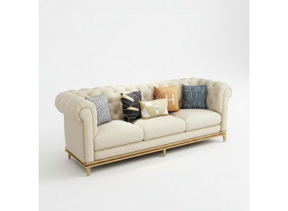 Dreiplazeg Couch Polster Design Sofa 3er Sëtz Sofa Raum Wäiss Luxus Couche