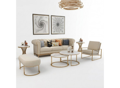 Sofa Sofa-Garnitur 3+1 Sëtz Wunnlandschaft Relax Hocker Design Canapé Lounge