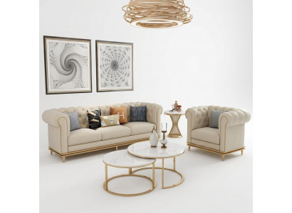 Sofa Sofa Garnitur 3+1 Sëtzer Set Design Polster Couche Couch Modern Garnitur