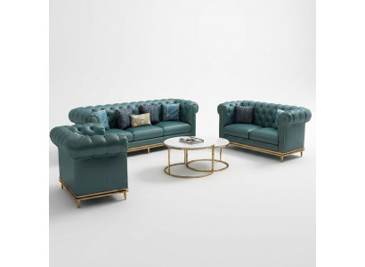 Sofa-Garnitur 3 2 1 Sëtzer Set Design Sofa Polster Couchen Couch Modern Luxus Neit