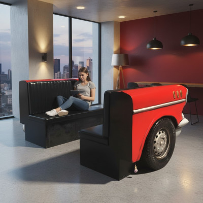 Duebel Autosofa Diner Sofa Couch Autosmöbel USA Ariichtung Deko Modell Lieder.
