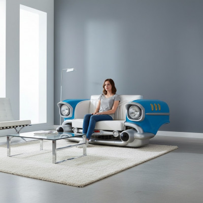 Autosofa Sofa Couch Dësch Cadillac USA Dekor Amerika Stil Miwwelen Couchen Sofen