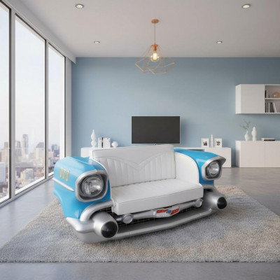 Autosofa Sofa Couch Dësch Cadillac USA Dekor Amerika Stil Miwwelen Couchen Sofen
