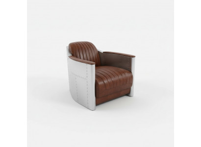 Sëtz Echtlieder Canapé Sofa Fliger Club Lounge Retro Aviator Vintage Aluminium